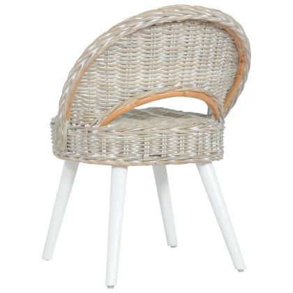 Кресло, кубу ратан, бяло