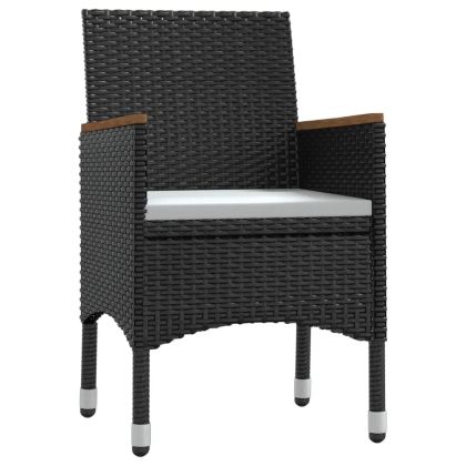 Градински трапезен комплект от 5 части с възглавници черен