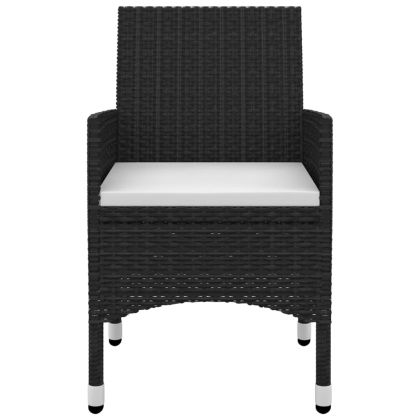 Градински комплект с възглавници 3 части полиратан и стъкло