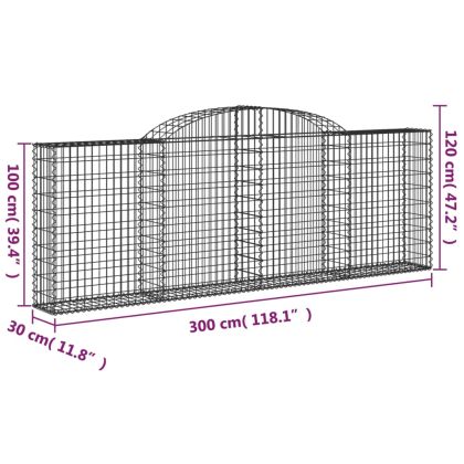 Габионни кошници арка 5 бр 300x30x100/120 см поцинковано желязо