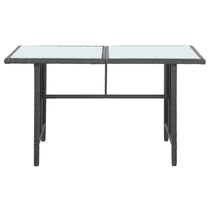 Градински комплект с възглавници, 5 части, черен полиратан