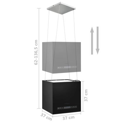 Висящ аспиратор остров LCD сензор 37 см прахово покрита стомана