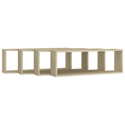 Стенни рафтове 4 бр дъб сонома 80x15x26,5 см инженерно дърво