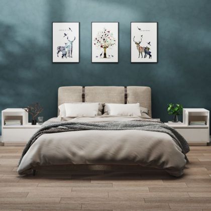 Нощни шкафчета, 2 бр, бели, 60x34x51 см, борово дърво масив