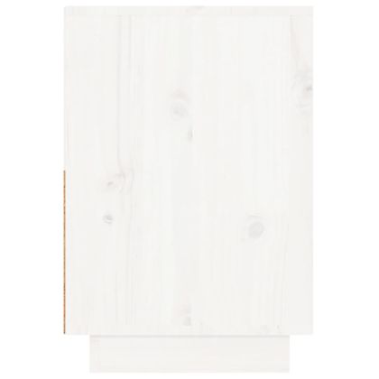 Нощни шкафчета, 2 бр, бели, 60x34x51 см, борово дърво масив