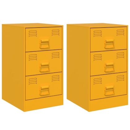 Нощни шкафчета 2 бр горчица жълто 34,5x39x62 см стомана