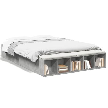 Рамка за легло, бетонно сиво, 150x200 см, инженерно дърво