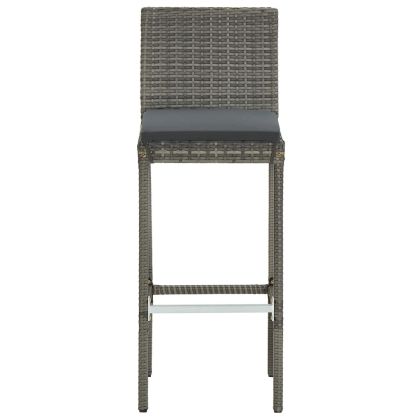 Градински бар комплект, 5 части, сиво, акация масив и полиратан