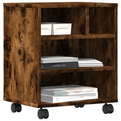 Стойка за принтер с колелца, опушен дъб, 41x32x48 см