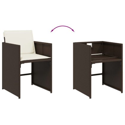 Градински комплект с възглавници 15 части кафяв полиратан