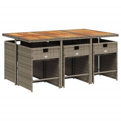 Градински трапезен комплект 7 части с възглавници сив полиратан