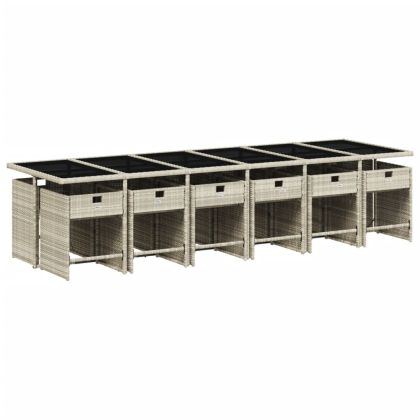 Градински комплект от 13части с възглавници светлосив полиратан