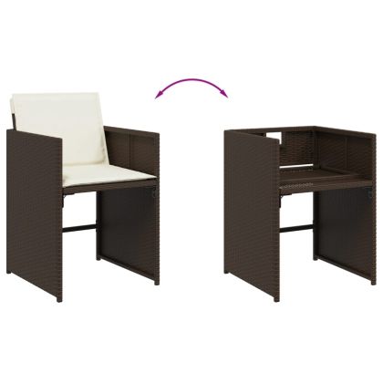 Градински трапезен комплект възглавници 9 части кафяв полиратан