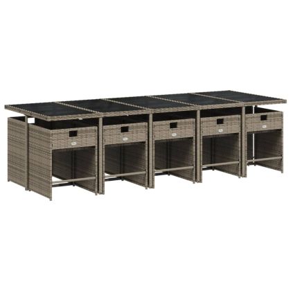 Градински комплект с възглавници 11 части сив полиратан