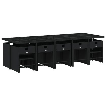 Градински комплект с възглавници 15 части полиратан черен