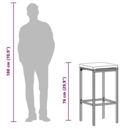 Градински бар комплект 3 части кафяв акация масив и полиратан