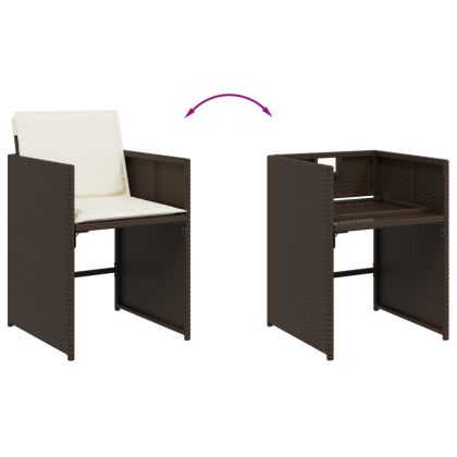 Градински комплект с възглавници 17 части кафяв полиратан