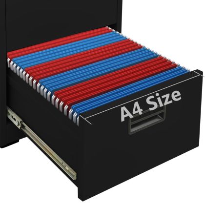 Шкаф за папки, черен, 46x62x133 cм, стомана