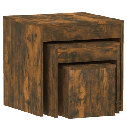 Стифиращи маси, 3 бр, опушен дъб, инженерно дърво