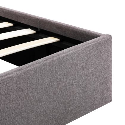 Легло с повдигащ механизъм, таупе, текстил, 160x200 см