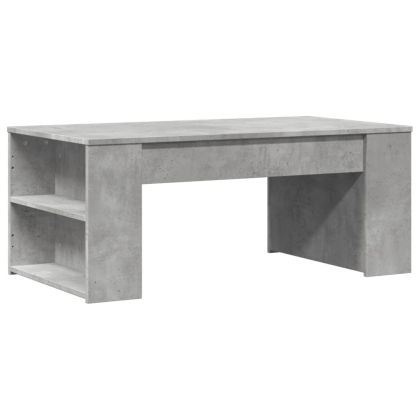 Маса за кафе, бетонно сива, 102x55x42 см, инженерно дърво
