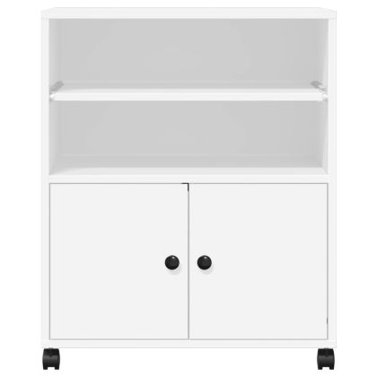 Стойка за принтер с колелца, бяла, 60x48x74 см