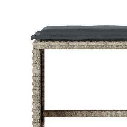 Градински комплект с възглавници, 6 части, светлосив полиратан