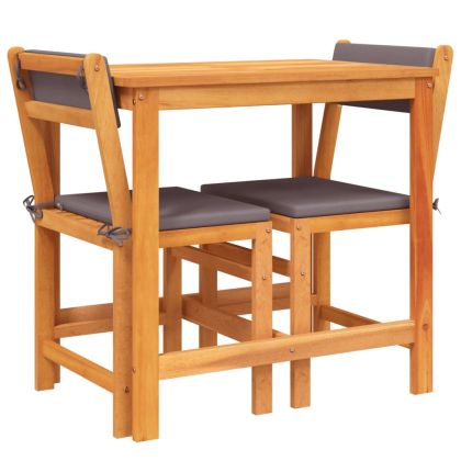 Балконски комплект с възглавници, 3 части, акация масив