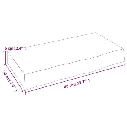 Стенен рафт 40x20x6 см необработен масивен дъб
