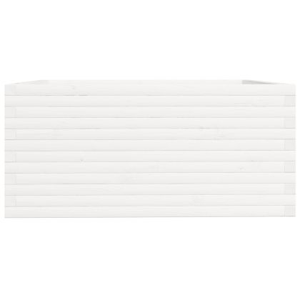 Градински сандък, бял, 100x100x49,5см, масивна борова дървесина