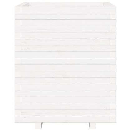 Градински сандък, бял, 60x60x72,5 см, масивна борова дървесина