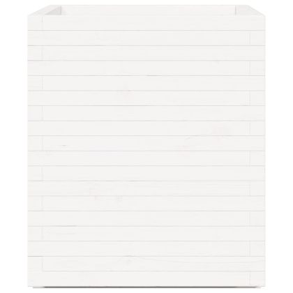 Градински сандък, бял, 60x60x72,5 см, масивна борова дървесина