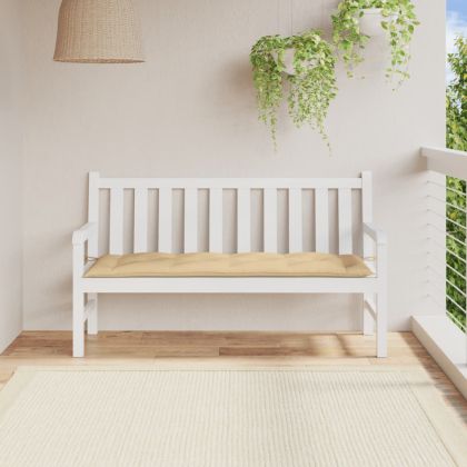 Възглавница за градинска пейка меланж бежова 150x50x7 см плат