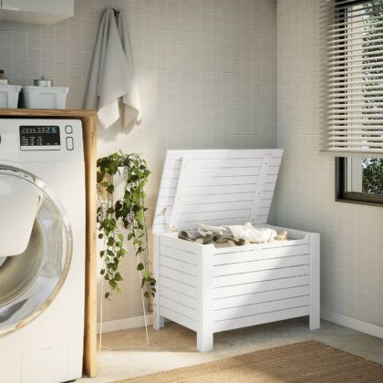 Сандък за съхранение с капак RANA, бял, 80x49x54 см, бор масив