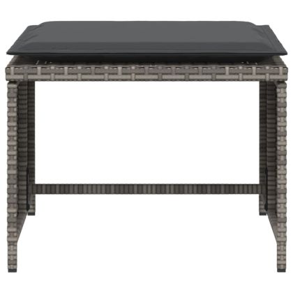 Градински стол с табуретка за крака сив полиратан