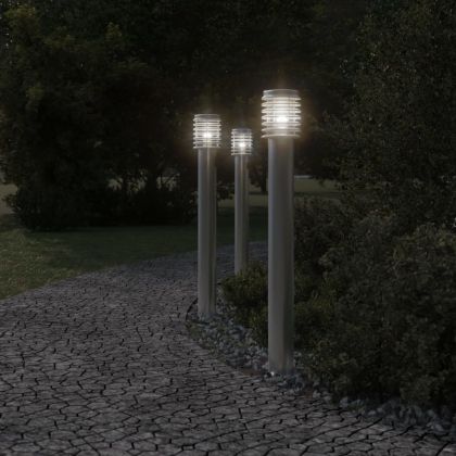 Външна подова лампа, сребриста, 110 см, неръждаема стомана