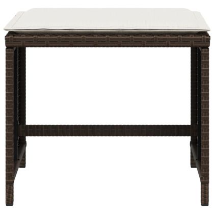 Външни табуретки с възглавници 4 бр кафяв 40x40x35 см полиратан