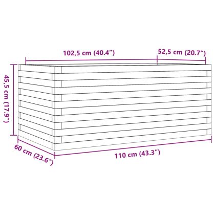 Градинска кашпа 110x60x45,5 см масивна борова дървесина