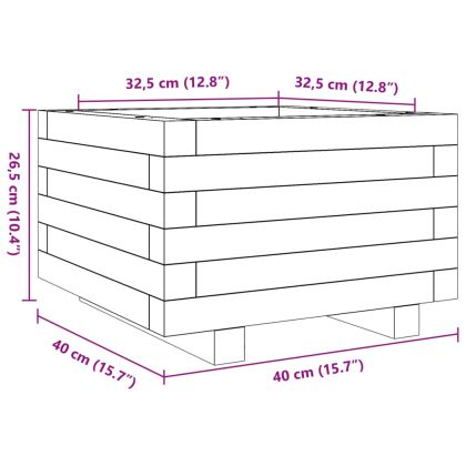 Градинска кашпа 40x40x26,5 см масивна борова дървесина
