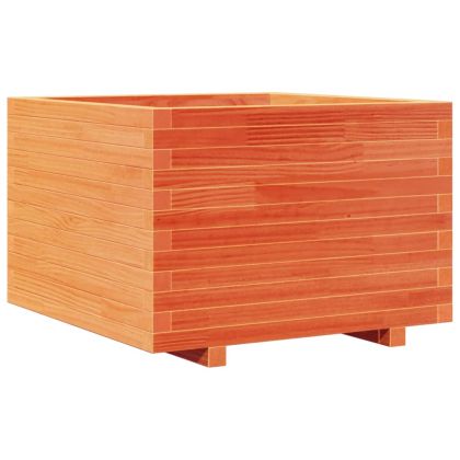 Градинска кашпа, восъчнокафяв, 70x70x49,5 см борово дърво масив