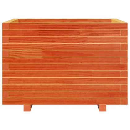 Градинска кашпа, восъчнокафяв, 70x70x49,5 см борово дърво масив