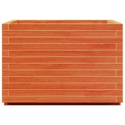 Градинска кашпа, восъчнокафяв, 70x70x49,5 см борово дърво масив