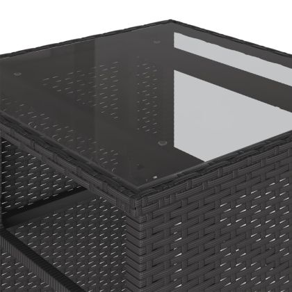 Бистро комплект с възглавници 3 части черен полиратан