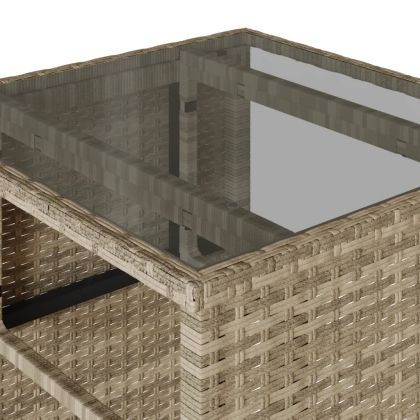 Бистро комплект с възглавници 3 части светлосив полиратан