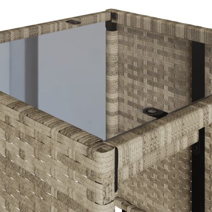 Градински комплект с възглавници, 4 части, светлосив полиратан