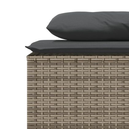 Градински трапезен комплект 3 части с възглавници сив полиратан