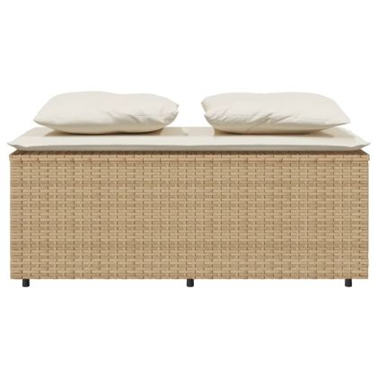 Градински комплект с възглавници, 3 части, бежов, полиратан