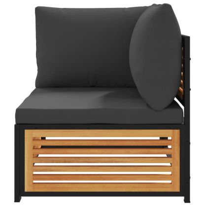 Градински ъглов диван с възглавници, акация масив