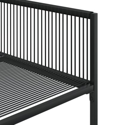 Градински трапезен комплект, 5 части, черен, полиратан