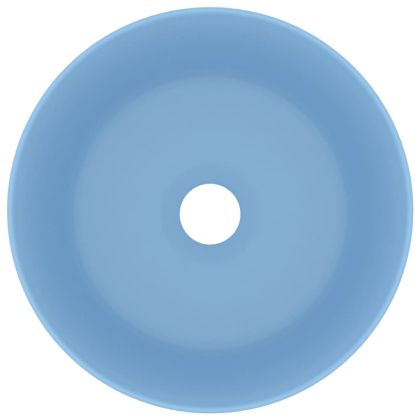 Луксозна кръгла мивка, матово светлосиня, 40x15 см, керамика